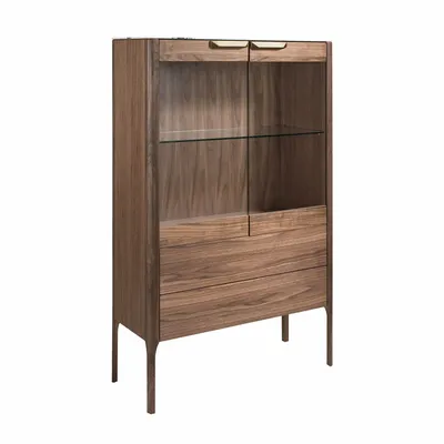 Sideboards - Walnut and fiberglass display cabinet with marble effect - ANGEL CERDÁ