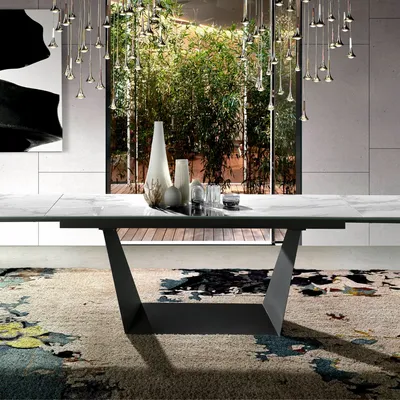 Tables Salle à Manger - Table à manger extensible en marbre blanc - ANGEL CERDÁ