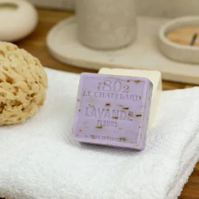 Savons - Savon Carré 100 g FLEUR DE LAVANDE - SANS PALME - LE CHATELARD 1802