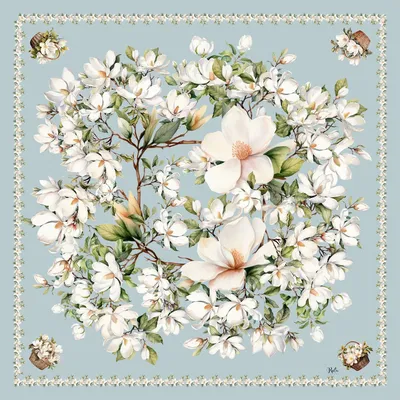 Foulards et écharpes - Foulard en soie Magnolia Breeze 70x70 cm - RALUFINEART