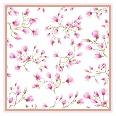 Foulards et écharpes - Foulard en soie Magnolia Grace 90x90 cm - RALUFINEART