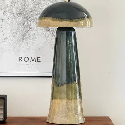 Céramique - Lampe champignon conique - collection FUOCO BLU - DI VINCENZO POUJOULA