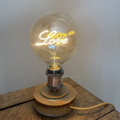 Decorative objects - Gold Gaïa Lamp Base - Love Bulb - LES POTERIES DE SWANE