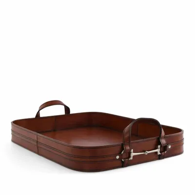 Platter and bowls - Premium Genuine Leather Bit Serving Tray - VAGABOND HOUSE