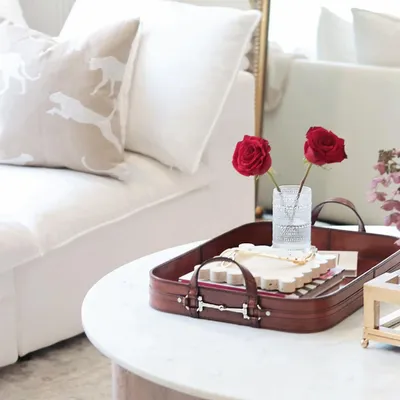 Plats et saladiers - Premium Genuine Leather Bit Serving Tray - VAGABOND HOUSE