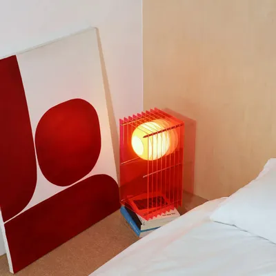 Desk lamps - LOP lamp small rectangle in electric pink acrylic - BANG