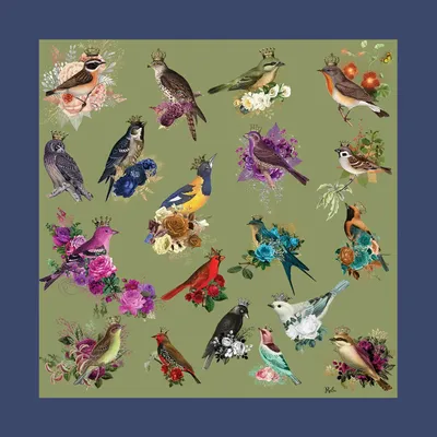 Foulards et écharpes - Foulard en soie Exotic Birds 45X45 CM - RALUFINEART