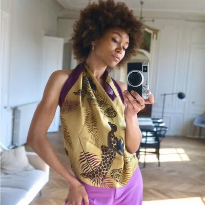 Foulards et écharpes - Foulard en Soie Splendeur Africaine 90X90 CM - RALUFINEART