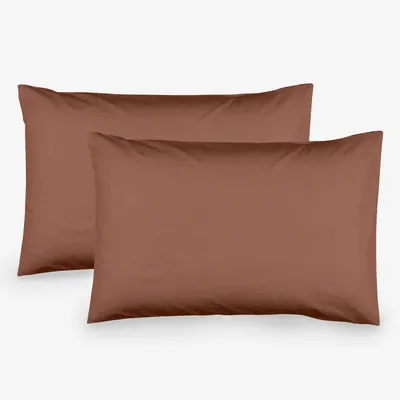 Bed linens - Set of 2 pieces cotton pillowcases, 50 x 70 cm, brown - DILIOS