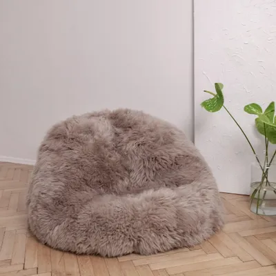 Poufs - Pouf en Peau de Mouton Naturelle – Greige - MELLOW CONCEPT STORE