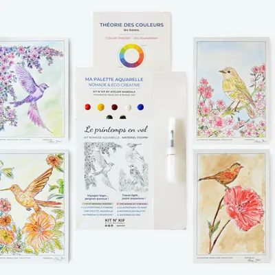 Gifts - Nomad Watercolor Kit - Spring inflight (all included) | Kit n'Kif ® - ATELIER MANDALA