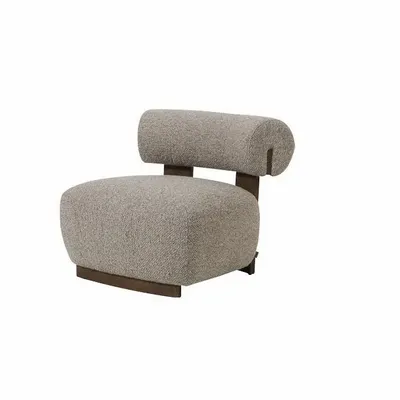 Fauteuils - FAUTEUIL 'MADRID' TISSU BOUCLÉ BEIGE/BRUN - FANCY