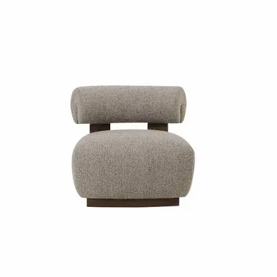 Armchairs - FAUTEUIL 'MADRID' TISSU BOUCLÉ BEIGE/BRUN - FANCY