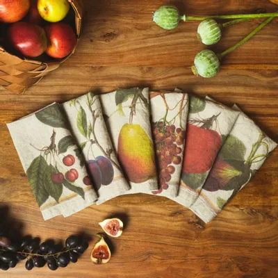 Serviettes - Serviettes en lin lavé ǀ FRUITS de JARDIN - LINOROOM 100% LINEN TEXTILES