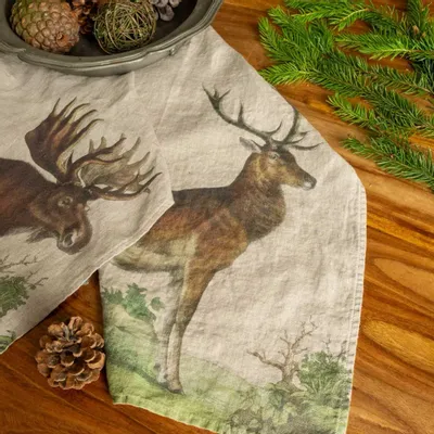 Table linen - MOOSE & DEER  ǀ  Linen Kitchen Towels - LINOROOM 100% LINEN TEXTILES