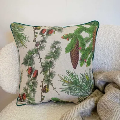 Fabric cushions - Linen Cushion Cover │ SHADY CONIFERS - LINOROOM 100% LINEN TEXTILES