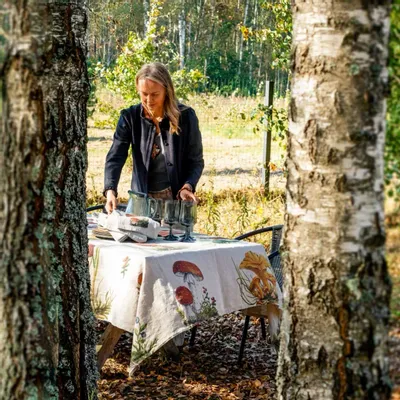 Table cloths - FOREST MUSHROOMS  ǀ 100% Linen Tablecloth - LINOROOM 100% LINEN TEXTILES