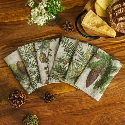 Formal plates - SHADY CONIFERS │ 100% Linen Napkins - LINOROOM 100% LINEN TEXTILES