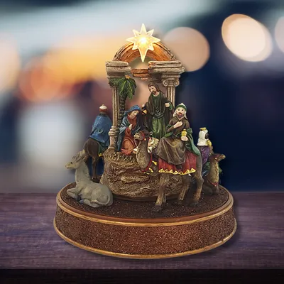 Nativity scenes and santons - LED Nativity Scene – Three Kings on Camelback with Music & Light - BLUE STAR B.V.