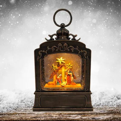 Other Christmas decorations - Ornate LED Nativity Lantern with Star Canopy, Warm White Light, Timer & DC - BLUE STAR B.V.