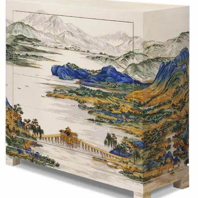 Commodes - Une commode artisanale avec incrustations en placage de bois - JUNGLE WING