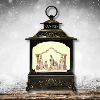 Nativity scenes and santons - LED Nativity Lantern – Elegant White Figurines with Glitter Light - BLUE STAR B.V.