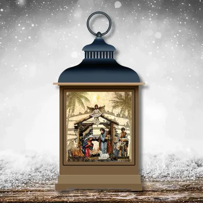 Nativity scenes and santons - LED Nativity Scene Lantern – Glittered with Warm Light - BLUE STAR B.V.