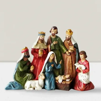 Crèches et santons - Crèche Compacte – Figurine Peinte à la Main en Une Seule Pièce - BLUE STAR B.V.