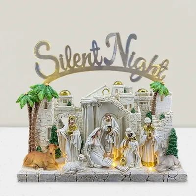 Nativity scenes and santons - LED Nativity – White Buildings “Silent Night” - BLUE STAR B.V.