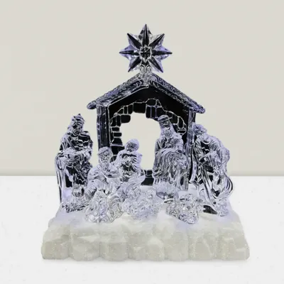 Crèches et santons - Crèche LED Style Cristal – Éclairée avec Musique et Étoile Lumineuse - BLUE STAR B.V.
