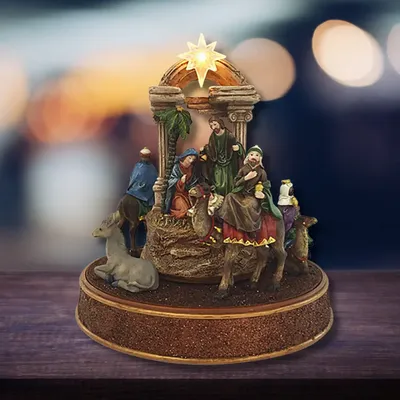 Nativity scenes and santons - LED Nativity Scene – Three Kings on Camelback with Music & Light - BLUE STAR B.V.