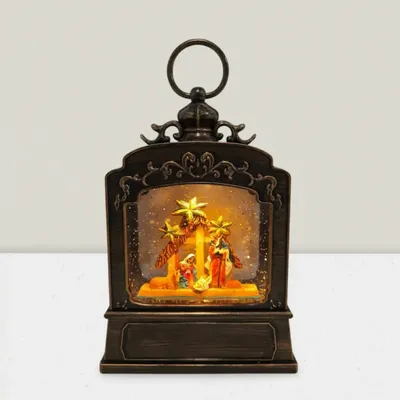 Autres décorations de Noël - Lanterne Crèche LED Ornementale avec Canopée Étoilée, Lumière Chaleureuse, Minuterie et DC - BLUE STAR B.V.