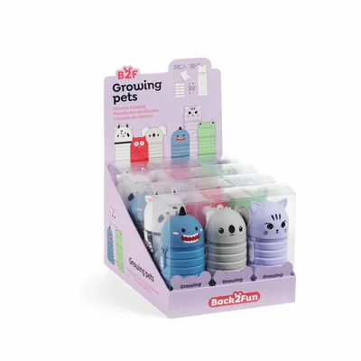 Autres fournitures bureau  - 12 Trousses silicone Growing Pets, 2 en 1 : trousse & pot à crayons - APLI MIQUELRIUS
