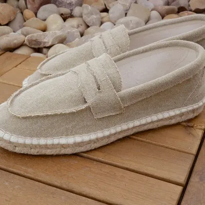 Shoes - Handmade washed-canvas moccasin – Jute espadrille sole - ATELIER COSTÀ