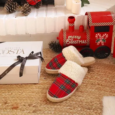 Homewear - Pantoufles tartan faites main pure laine – Édition Noël - ATELIER COSTÀ