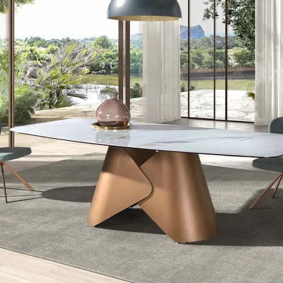 Tables Salle à Manger - Table de salle à manger ovale en marbre de porcelaine - ANGEL CERDÁ