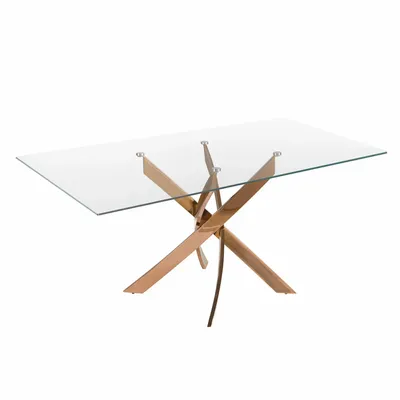 Dining Tables - Rectangular dining table in tempered glass and pink steel - ANGEL CERDÁ