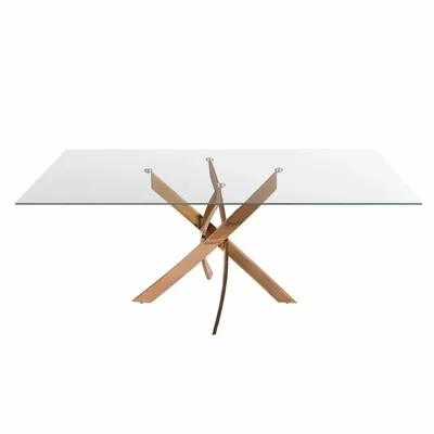 Dining Tables - Rectangular dining table in tempered glass and pink steel - ANGEL CERDÁ