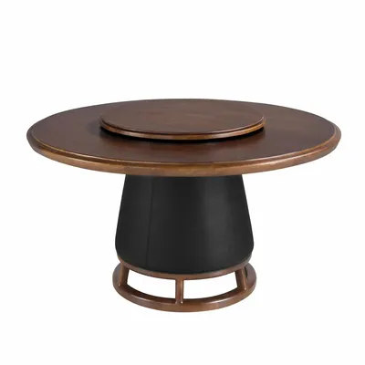 Dining Tables - Round dining table dark walnut and wood - ANGEL CERDÁ