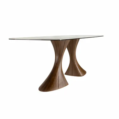 Tables Salle à Manger - Table de salle à manger ovale en forme de tonneau, marbre en porcelain - ANGEL CERDÁ