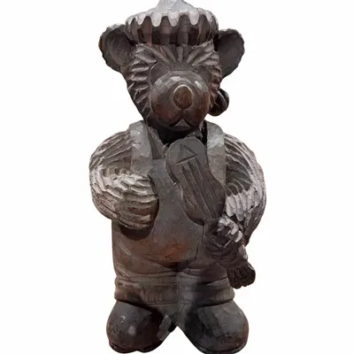 Unique pieces - Mountain decoration sculpture antique wooden bear - AMBIANCE ALTITUDE