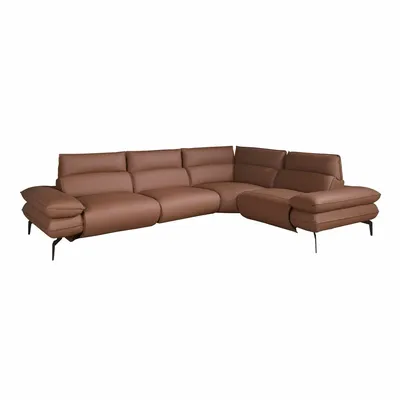 Sofas - Brown leather modular relax corner sofa - ANGEL CERDÁ