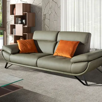 Canapés - Canapé 3 places en cuir vert olive - ANGEL CERDÁ