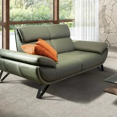 Canapés - Canapé 2 places en cuir vert olive - ANGEL CERDÁ