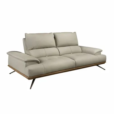 Sofas - Grey taupe leather 3-seater sofa - ANGEL CERDÁ