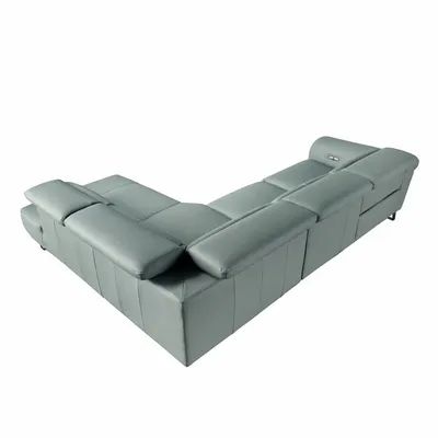 Sofas - Right chaise longue relax sofa in turquoise green leather - ANGEL CERDÁ