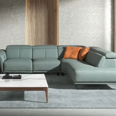Canapés - Canapé d'angle relax droite en cuir vert turquoise - ANGEL CERDÁ