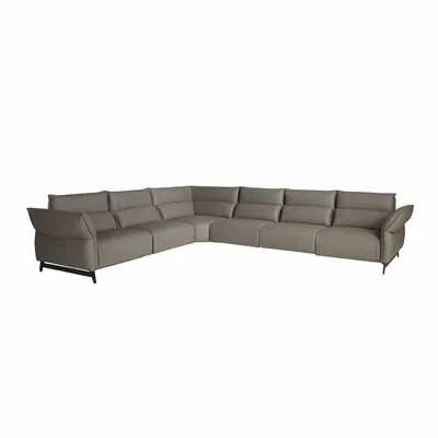 Canapés - Canapé d'angle modulable relax en cuir gris foncé - ANGEL CERDÁ