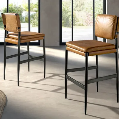 Tabourets - Tabouret en cuir marron - ANGEL CERDÁ