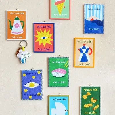 Autres décorations murales - Illustrations encadrées "Moi ce que j'aime" - MOI CE QUE J'AIME